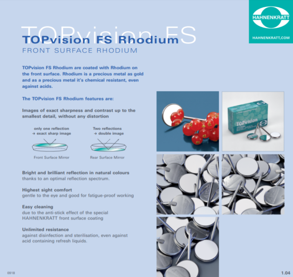 Oglinzi dentare HAHNENKRATT TOPVision FS Rhodium nr 4 plane -12 buc